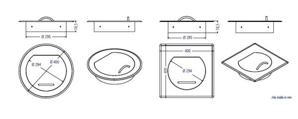 Wäscheschacht Tür weiß 400 x 400mm / Stutzen DN 300mm